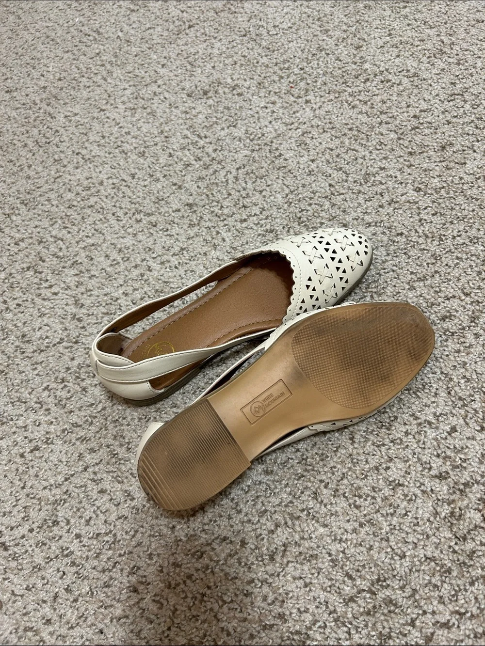 Women’s Cream Laser-Cut Slingback Flats
